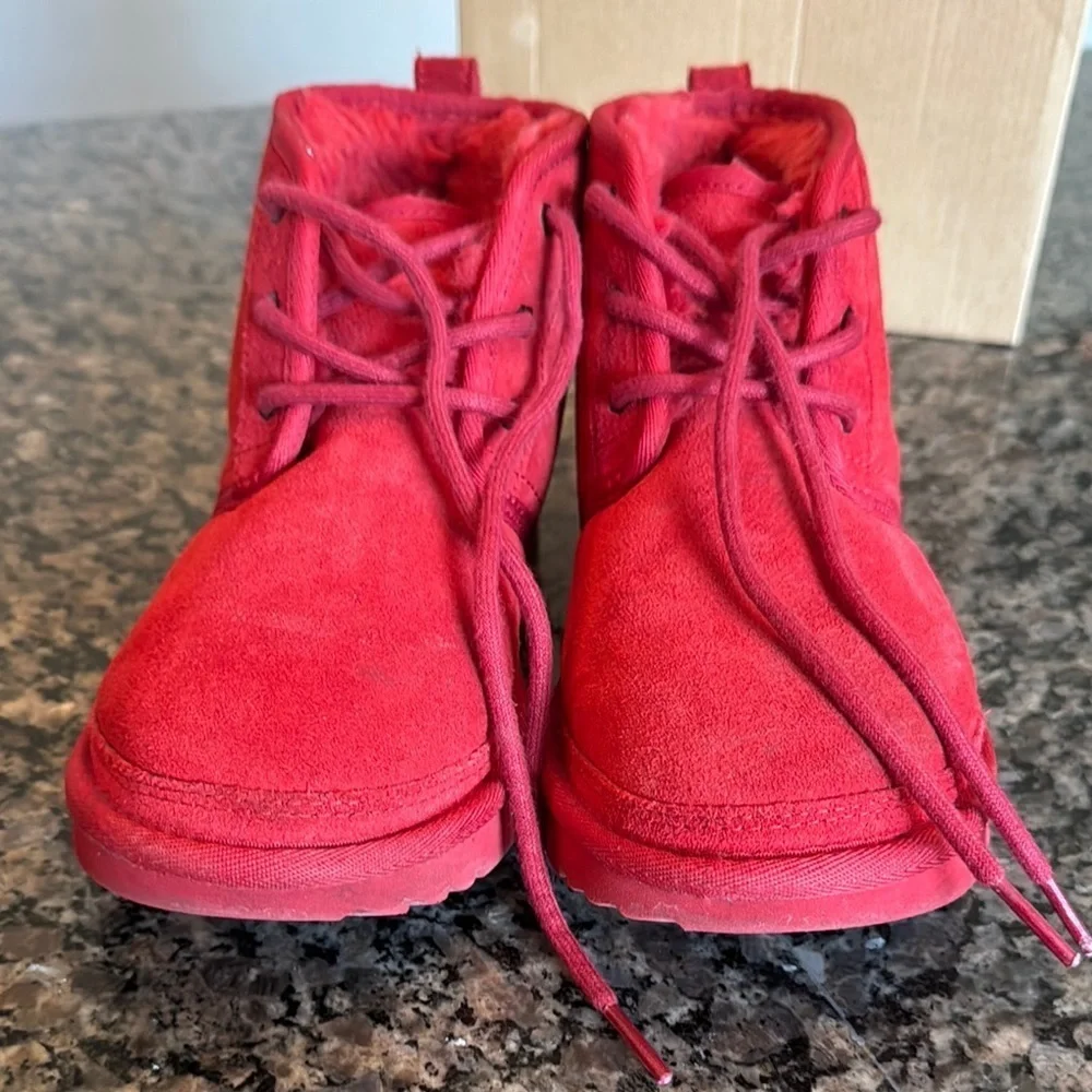 UGG Red Suede lace Booties 5 EUC